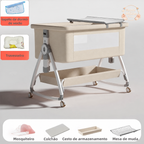 Berço Portátil Co-bed para Bebê 6 Alturas com Balanço, Mosquiteiro e Rodinhas
