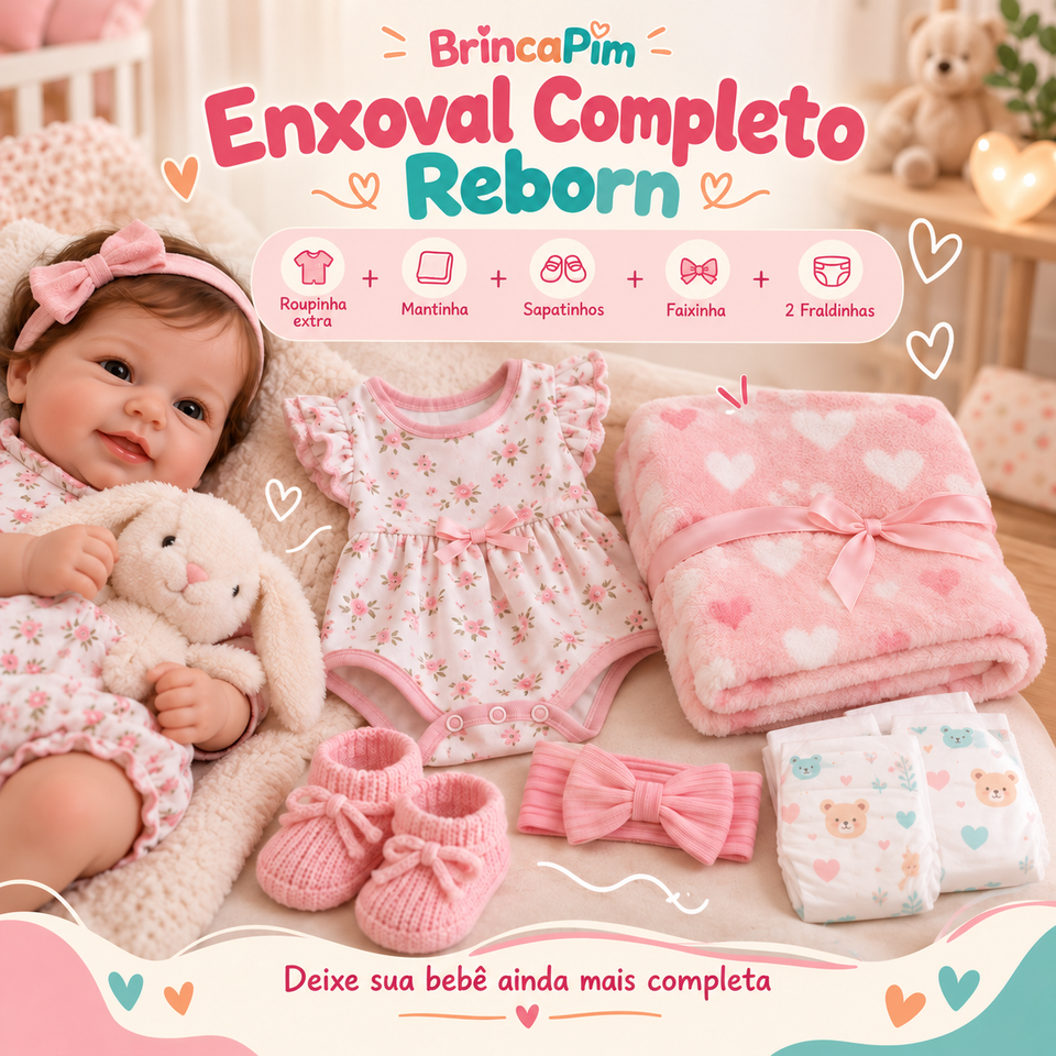 Enxoval Completo para Bebê Reborn – Roupinha, Mantinha e Acessórios