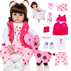 Boneca Bebê Reborn Menina de Silicone Realista Princesa Rosa com Olhos Castanhos – BRINCAPIM