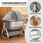 Berço Portátil Co-bed para Bebê 6 Alturas com Balanço, Mosquiteiro e Rodinhas