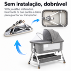 Berço Portátil Co-bed para Bebê 6 Alturas com Balanço, Mosquiteiro e Rodinhas