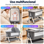 Berço Portátil Co-bed para Bebê 6 Alturas com Balanço, Mosquiteiro e Rodinhas