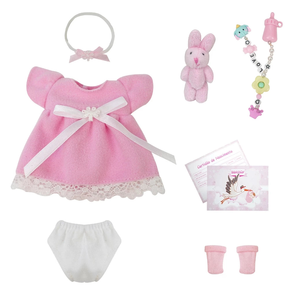 Bebê Reborn recém nascida 20cm em Silicone – Realista, Macia e com Acessórios