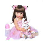 Boneca Bebê Reborn Menina de Silicone Realista Princesa Rosa com Olhos Castanhos – BRINCAPIM