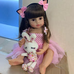 Boneca Bebê Reborn Menina de Silicone Realista Princesa Rosa com Olhos Castanhos – BRINCAPIM