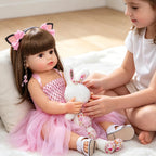 Boneca Bebê Reborn Menina de Silicone Realista Princesa Rosa com Olhos Castanhos – BRINCAPIM