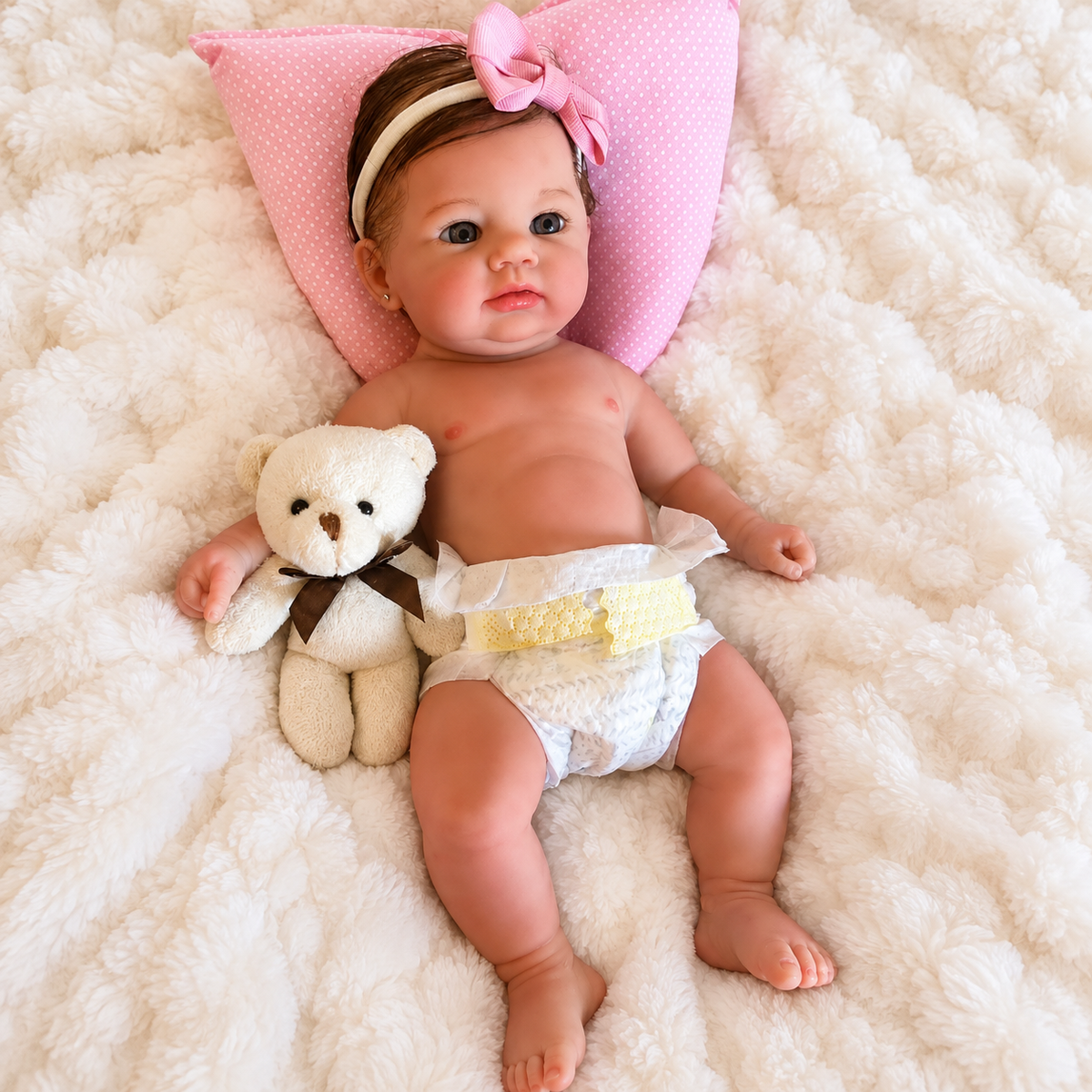 Bebê Reborn em Silicone Sólido – Realista, Mama e Faz Xixi